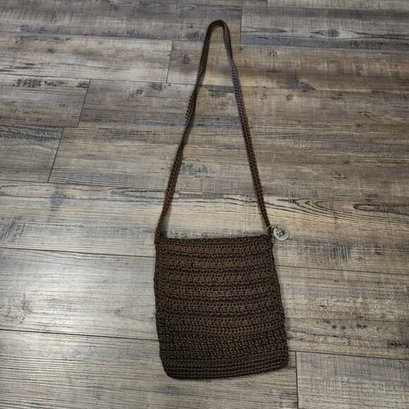 The Sak brown crocheted small cross body bag purse D - Picture 1 of 9